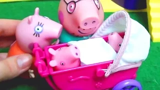 Мультфильм игрушками Свинка Пеппа Peppa. Рождение малыша. Коляска