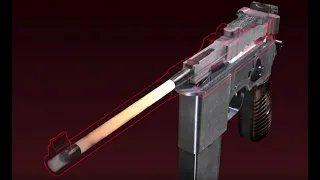 マシンピストルの世界　モーゼルM712  CG、実射、 ハイスピード映像