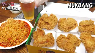 리얼먹방:) 바삭한 후라이드 치킨이 땡기는날 ★ ft. 김치불닭볶음면, 맥주 ㅣCrispy Fried ChickenㅣREAL SOUNDㅣASMR MUKBANGㅣ