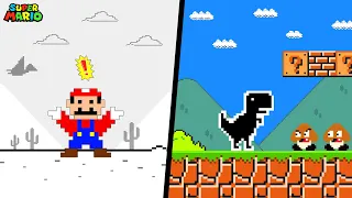 Super Mario Bros. but Mario Escape From Chrome Dinosaur Game | Game Animation