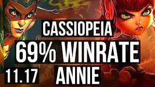 CASSIOPEIA vs ANNIE (MID) | 7/0/2, 69% winrate, Godlike | NA Grandmaster | v11.17