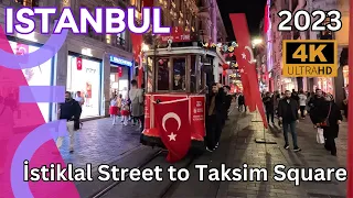 Istanbul Nightlife Walking Tour- İstiklal Street to Taksim Square - 29 October 2023 (UHD 60fps)