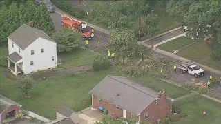 Helicopter footage shows tornado damage in Montgomery County, Maryland