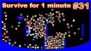 Survive for １minute #31 | 200 country elimination marble race in Algodoo | Marble Factory