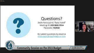 Community Session on the 2023 Budget: October 24, 2022