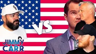 Jimmy Carr Vs The United States Of AMERICA REACTION!! | OFFICE BLOKES REACT!!