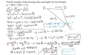 Use Law of Cosines & Law of Sines to Solve an Oblique Triangle Given Three Sides