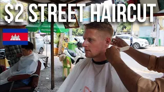 $2 Street Haircut in Phnom Penh | Only 6 Minutes!