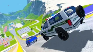 beamNG Drive racing car game, police car, trucks, bus, crash test simulator
