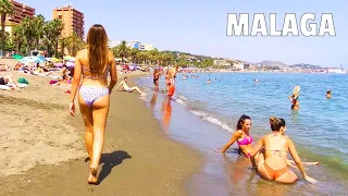 Spain Beach Walk [4K] ☀️ La Malagueta Malaga