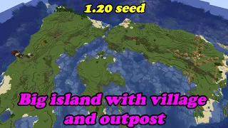 Minecraft 1.20 big island with village and pillager outpost seed for java