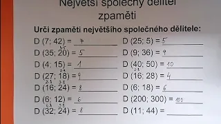 Největší společný dělitel - zpaměti, dělitelnost