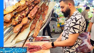 Hot Organ Meats Kabab in Tajrish bazaar of Iran | JIGAR !!!