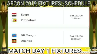 AFCON 2019 FIXTURES ; SCHEDULE ; GROUPS ; AFRICAN CUP OF NATION 2019 FIXTURES ; SCHEDULE