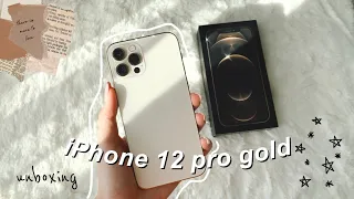 iPhone 12 pro gold AESTHETIC UNBOXING 📦 + accesories & set up | Darlen Am