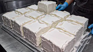 Sold out in 1 hour!! Delicious milk cream block cake making - Korean street food