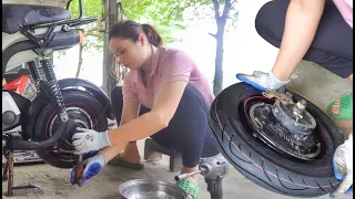 Genius_girl:Repairs and Restores Complete Electric Motorbike - Mechanical girl/ Nho