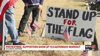 Protesters, supporters show up to Kaepernick workout