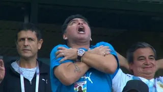 Марадона празднует гол Месси на матче Нигерия Аргентина. Реакция Марадоны на гол Месси