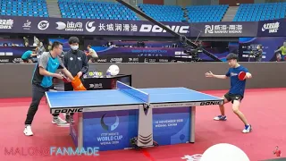 Topspin de Revés sobre tallada Lin Yun-Ju