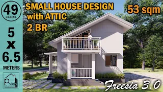 53sqm. SMALL HOUSE DESIGN with ATTIC | 2 BEDROOMS