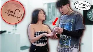 I GOT HIS NAME TATTOOED ON ME PRANK ON BOYFRIEND *HE ALMOST LEFT*