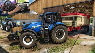 Amazing tractor acceleration and sound New Holland T7 225 | FS 22 Thrustmaster T248 gameplay