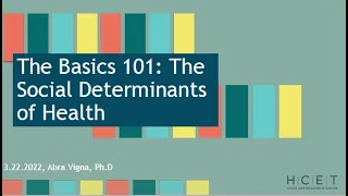 The Basics 101: The Social Determinants of Health Webinar