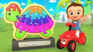 Learning Alphabets with Wooden Baby Tortoise Puzzle Toy Set | Alphabets For Kids 3D Edu Videos Songs