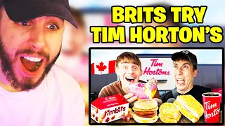 Brit Reacts to Brits try Tim Horton's Breakfast for the first time!!