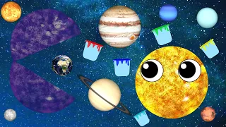 Funny Planet comparison Game for kids solar system 8 planets Remember names play with colors hungry