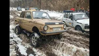 МегаЗАЗ-Zalu@a vs Jeep Grand Cherokee (WJ) и НИВЫ off road зимняя ТАНКОВАЯ ДОРОГА