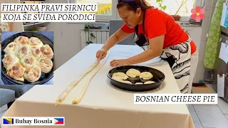 Domaća pita sirnica | Making Bosnian cheese pie using homed made filo dough | English Subtitle