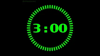 3 Minutes Countdown Timer with Alarm and Progress Visualizer - Radial Green