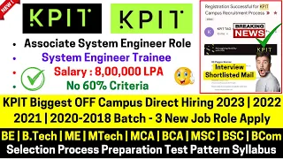 KPIT Biggest OFF Campus New Hiring Started 2023 | 2022| 2021 |2020 Batch Salary 8 LPA Interview Mail