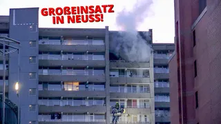 [WOHNUNG NACH EXPLOSION IN VOLLBRAND!] - Hochhausbrand löste Großeinsatz der Feuerwehr Neuss aus -