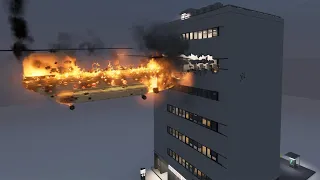 Helicopter on FIRE VS Flammable Office Building #2 | Teardown