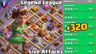 Th16 Legend League Attacks Strategy! +320 Mar Day 1 || Clash Of Clans