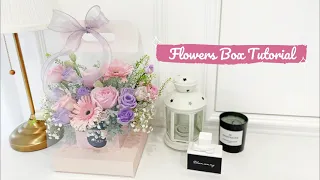 Flower Box Arrangement | Hand Carry Flower Box Tutorial | How to make Flower Box with flower 手提花盒 插花