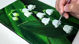 How to draw lily of the valley / Acrylic painting for beginners
