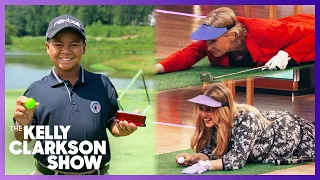 10-Year-Old Prodigy Teaches Kelly & Jane Lynch To Golf