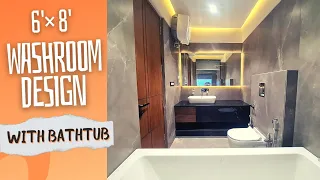 Washroom design 6' × 8' with bathtub || bathroom design