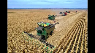 CORN HARVEST END SEASON 2021/ 4x JOHN DEERE COMBINE (4K)