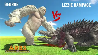 MODS 1 Vs 1 #08 - GEORGE vs Lizzie Rampage  - Animal Revolt Battle Simulator