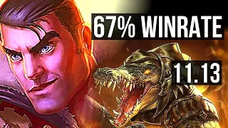 JAYCE vs RENEKTON (TOP) | Quadra, 67% winrate | NA Master | v11.13