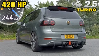 420HP VW GOLF MK5 RABBIT 2.5 TFSI !? 100-200 POV & CRAZY SOUND