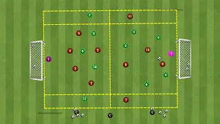 Jogo dos pontas com movimentos de organização e transição ofensiva e defensiva com  finalizações