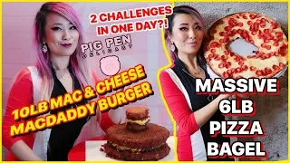 10lb MAC AND CHEESE PATTY BURGER then 6LB PIZZA BAGEL #RainaisCrazy 2in1 DAY