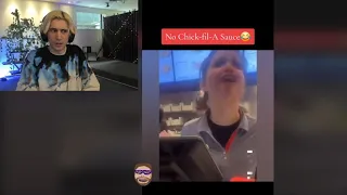 xQc is Scared by The No-Chick-Fil-A Sauce Girl