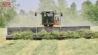 MOWING MERGING HARVESTING Alfalfa with Big Tractors